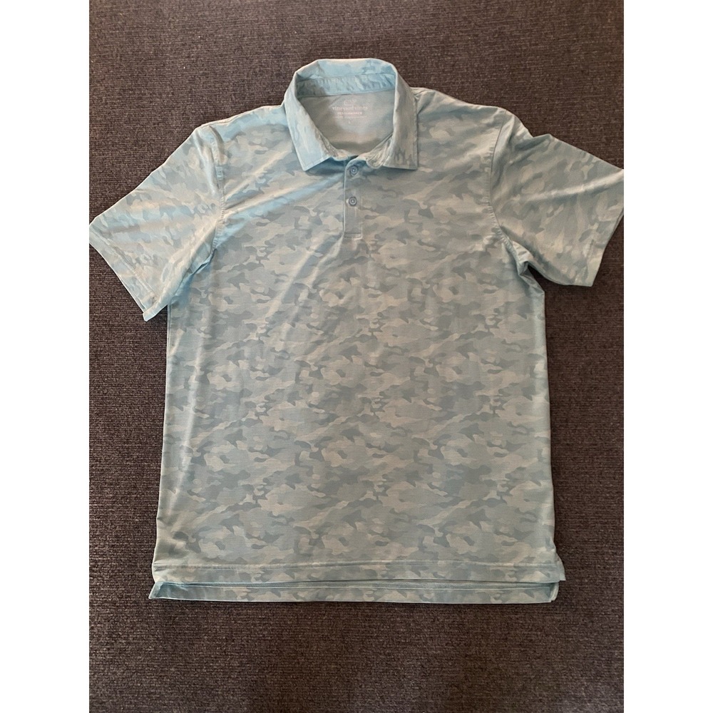 Vineyard Vines Performance Polo Shirt Men's Large L Blue Camouflage Stretch Golf